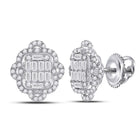 14kt White Gold Quatrefoil Diamond Cluster Earrings - A Mesmerizing Masterpiece - Top View