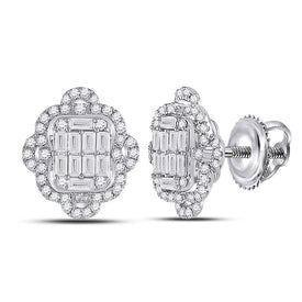 14kt White Gold Quatrefoil Diamond Cluster Earrings - A Mesmerizing Masterpiece - Top View
