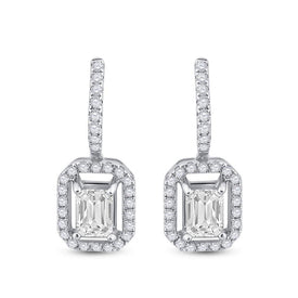 Exquisite Emerald Brilliance Dangle Earrings - Side View