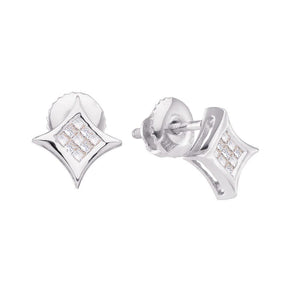 Earrings | 14kt White Gold Womens Princess Diamond Cluster Square Kite Earrings 1/6 Cttw | Splendid Jewellery GND
