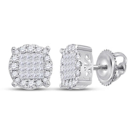 14kt White Gold Princess Diamond Cluster Earrings: A Dazzling Symphony of Brilliance  Top View from Splendid Jewellery