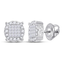 Load image into Gallery viewer, 14kt White Gold Princess Diamond Cluster Earrings: A Radiant Treasure  Top View from Splendid Jewellery