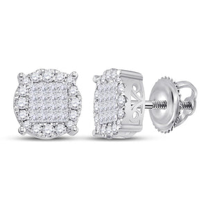 Earrings | 14kt White Gold Womens Princess Diamond Fashion Cluster Earrings 1/2 Cttw | Splendid Jewellery GND