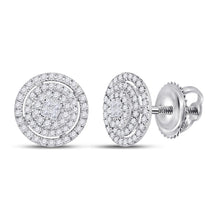 Load image into Gallery viewer, Sparkling Diamond Cluster Earrings in 14kt White Gold - A Mesmerizing Showcase of Brilliance  Top View from Splendid Jewellery