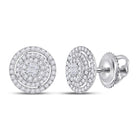Sparkling Diamond Cluster Earrings in 14kt White Gold - A Mesmerizing Showcase of Brilliance  Top View from Splendid Jewellery
