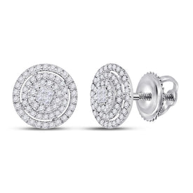 Sparkling Diamond Cluster Earrings in 14kt White Gold - A Mesmerizing Showcase of Brilliance  Top View from Splendid Jewellery