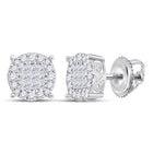 14kt White Gold Princess Diamond Cluster Earrings: A Mesmerizing Masterpiece  Top View from Splendid Jewellery
