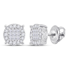 14kt White Gold Princess Diamond Cluster Earrings: A Mesmerizing Masterpiece  Top View from Splendid Jewellery