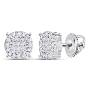 Earrings | 14kt White Gold Womens Princess Diamond Fashion Cluster Earrings 1/4 Cttw | Splendid Jewellery GND