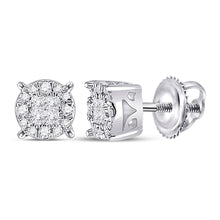 Load image into Gallery viewer, 14kt White Gold Princess Diamond Cluster Earrings - A Dazzling Affair - Top View