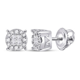 14kt White Gold Princess Diamond Cluster Earrings - A Dazzling Affair - Top View