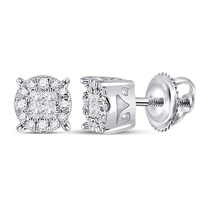 Earrings | 14kt White Gold Womens Princess Diamond Fashion Cluster Earrings 1/6 Cttw | Splendid Jewellery GND