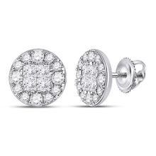Load image into Gallery viewer, 14kt White Gold Princess Round Diamond Cluster Earrings - Dazzling Brilliance - Top View