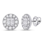 14kt White Gold Princess Round Diamond Cluster Earrings - Dazzling Brilliance - Top View