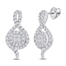 Load image into Gallery viewer, 14kt White Gold Diamond Brilliance Cluster Earrings - Top View