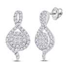14kt White Gold Diamond Brilliance Cluster Earrings - Top View