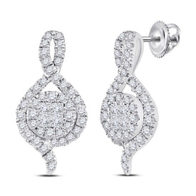 14kt White Gold Diamond Brilliance Cluster Earrings - Top View