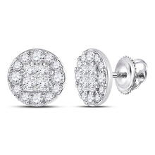Load image into Gallery viewer, 14kt White Gold Royal Diamond Cluster Earrings - A Mesmerizing Masterpiece - Top View