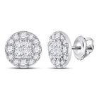14kt White Gold Royal Diamond Cluster Earrings - A Mesmerizing Masterpiece - Top View
