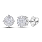 14kt White Gold Princess Round Diamond Cluster Earrings - A Dazzling Display of Brilliance  Top View from Splendid Jewellery