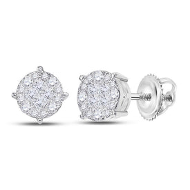14kt White Gold Princess Round Diamond Cluster Earrings - A Dazzling Display of Brilliance  Top View from Splendid Jewellery