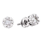14kt White Gold Diamond Cluster Stud Earrings - Radiant Brilliance  Top View from Splendid Jewellery