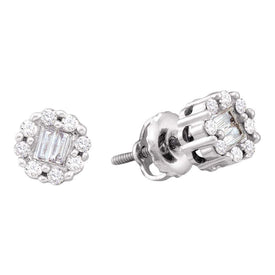 14kt White Gold Diamond Cluster Stud Earrings - Radiant Brilliance  Top View from Splendid Jewellery