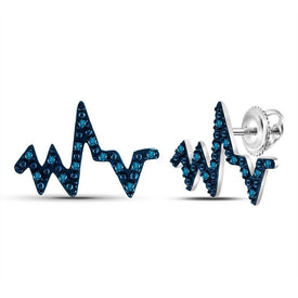 14kt White Gold Heartbeat Blue Diamond Earrings  Top View from Splendid Jewellery