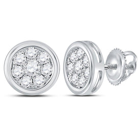 14kt White Gold Cluster Brilliance Stud Earrings  Top View from Splendid Jewellery