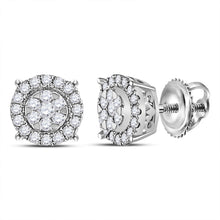 Load image into Gallery viewer, 14kt White Gold Circle of Brilliance Diamond Earrings - Top View