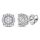 14kt White Gold Circle of Brilliance Diamond Earrings - Top View