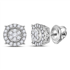 14kt White Gold Circle of Brilliance Diamond Earrings - Top View