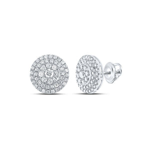 Earrings | 14kt White Gold Womens Round Diamond Cluster Earrings 1-1/2 Cttw | Splendid Jewellery GND