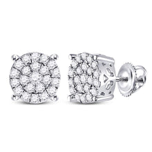 Load image into Gallery viewer, 14kt White Gold Mesmerizing Diamond Cluster Earrings 1 Cttw - Top View