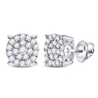 14kt White Gold Mesmerizing Diamond Cluster Earrings 1 Cttw - Top View