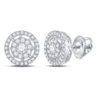Captivating Brilliance: 14kt White Gold Women's Round Diamond Cluster Earrings - Top View