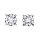 14kt White Gold Diamond Brilliance Cluster Earrings - Top View