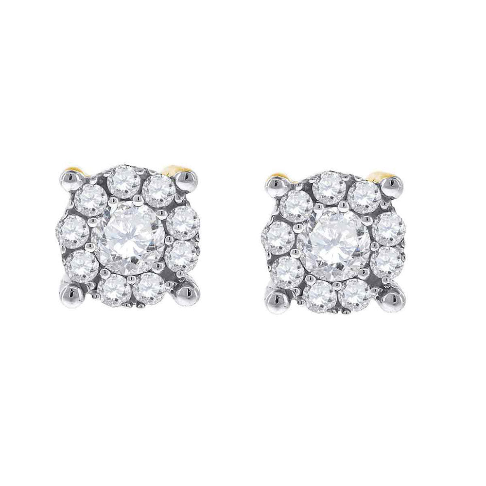 Earrings | 14kt White Gold Womens Round Diamond Cluster Earrings 1/2 Cttw | Splendid Jewellery GND