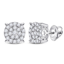 Load image into Gallery viewer, Radiant Diamond Cluster Earrings in 14kt White Gold - Captivating Brilliance - Top View