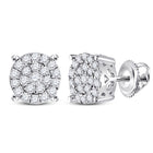 Radiant Diamond Cluster Earrings in 14kt White Gold - Captivating Brilliance - Top View