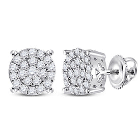 Radiant Diamond Cluster Earrings in 14kt White Gold - Captivating Brilliance - Top View