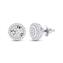 Load image into Gallery viewer, 14kt White Gold Dazzling Round Diamond Cluster Earrings - Top View