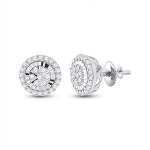 Earrings | 14kt White Gold Womens Round Diamond Cluster Earrings 1/4 Cttw | Splendid Jewellery GND