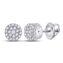 Load image into Gallery viewer, 14kt White Gold Sparkling Diamond Cluster Earrings - Top View
