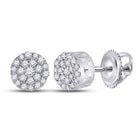 14kt White Gold Sparkling Diamond Cluster Earrings - Top View