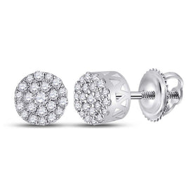 14kt White Gold Sparkling Diamond Cluster Earrings - Top View