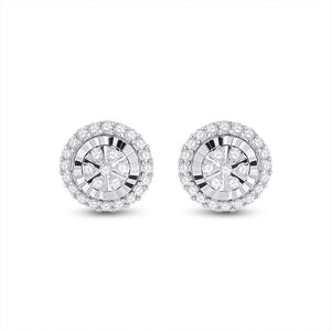 Earrings | 14kt White Gold Womens Round Diamond Cluster Earrings 1/4 Cttw | Splendid Jewellery GND