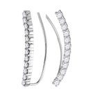 14kt White Gold Diamond Curved Bowed Climber Earrings  Top View from Splendid Jewellery