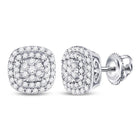 14kt White Gold Diamond Cushion Halo Cluster Earrings - Sparkling Brilliance Collection  Top View from Splendid Jewellery