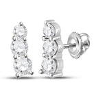 14kt White Gold Triple Diamond Elegance Earrings - Top View